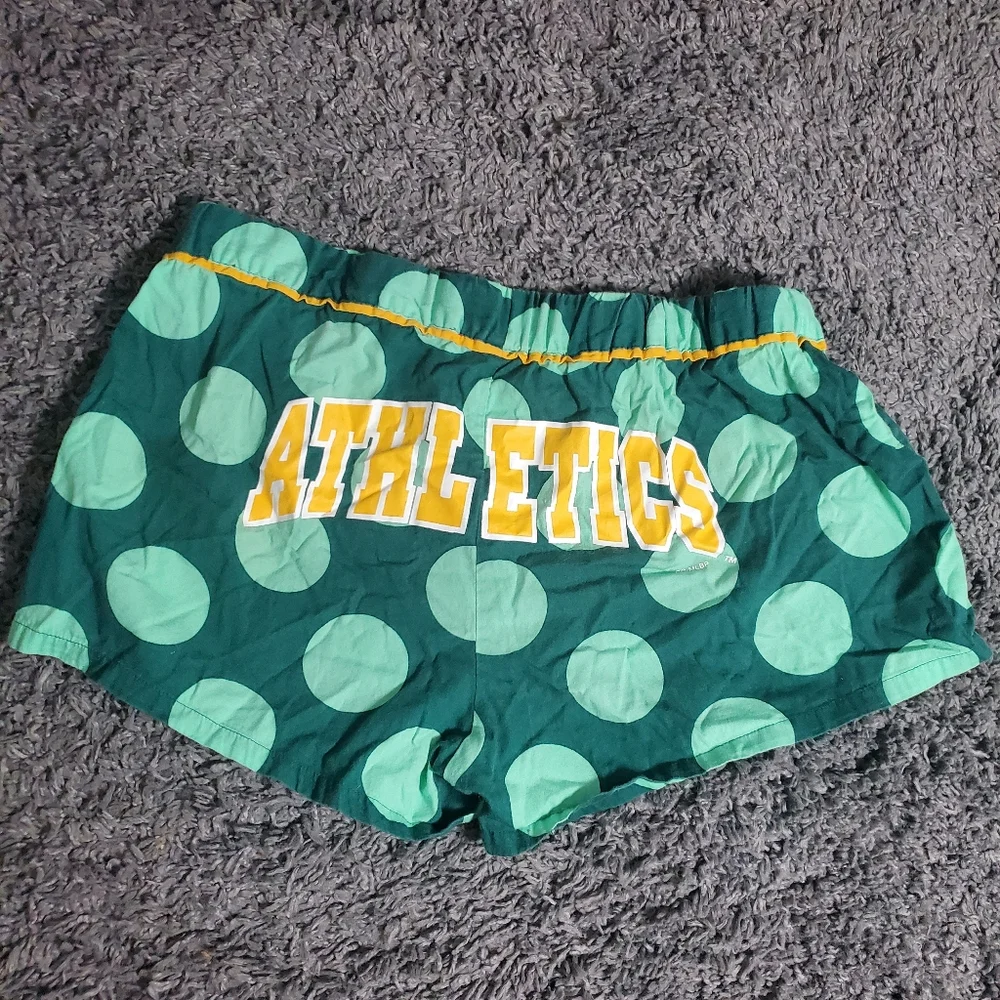 MLB Athletics Oakland Baseball Green Polka Dot Womans Pajama Shorts Small Great - Picture 5 of 5